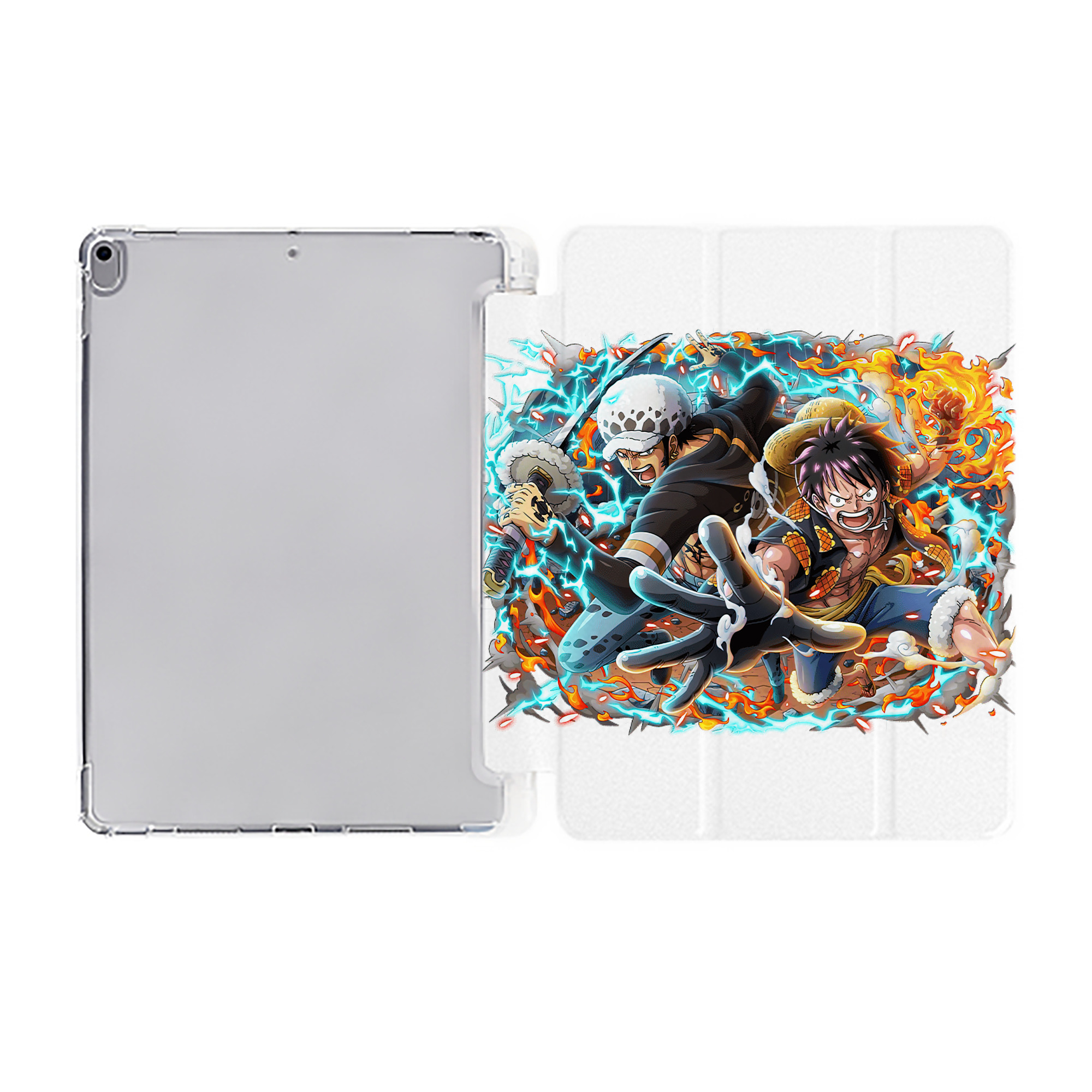 （画像用） ワンピース モンキー・D・ルフィ ONE PIECE Monkey D. Luffy IPad ケース ペン収納付き 三つ折りスタンド PUレザー×シリコン 対応機種9.5/10.5/10.9インチ